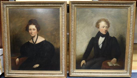 English School (19th century) Portraits of a lady and gentleman 29 x 36cm